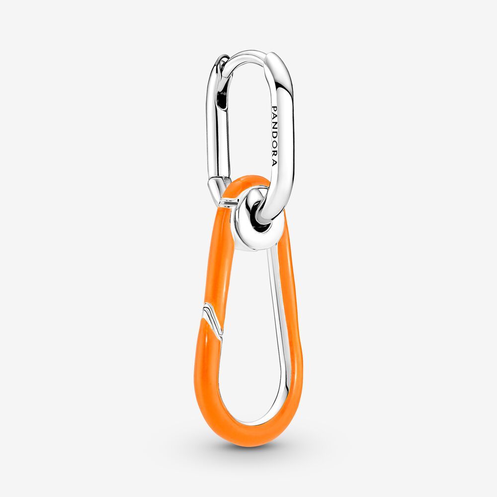 Pandor Sterling Silver ME Bright Orange Hoop Link Earring Only Fit ME Bracelets