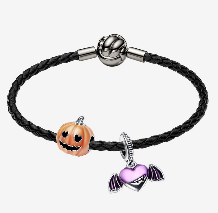 Pandora Vampire Winged Spooky Pumpkin Leather bracelet Set ALE 925 Halloween