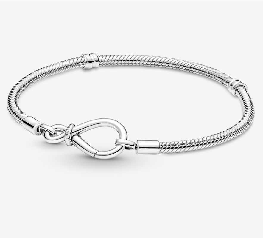 Pandora Blooming Flower Double Infinity Knot Snake Chain Set Bracelet ALE S925