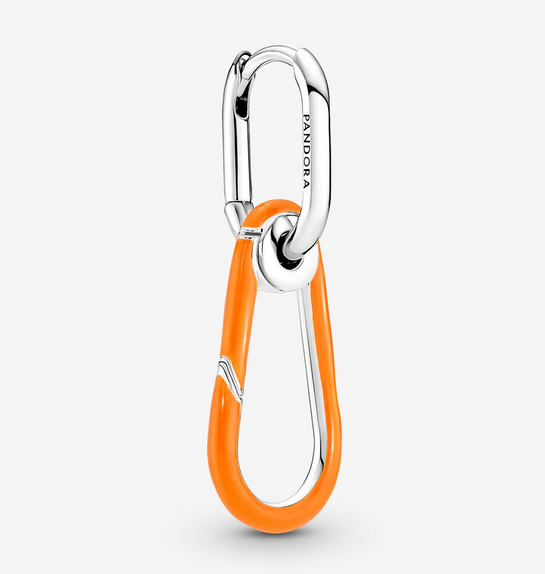 Pandor Sterling Silver ME Bright Orange Hoop Link Earring Only Fit ME Bracelets