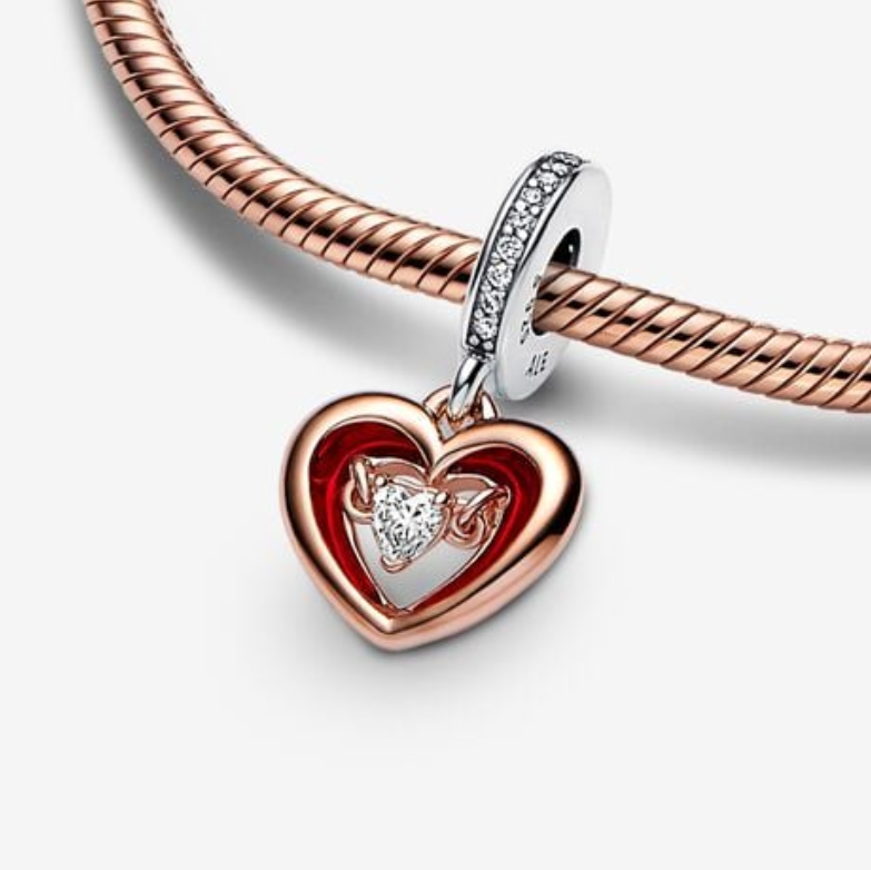 PANDORA Two-tone Pave Radiant Heart Charm