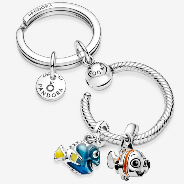 Pandora Pixar Finding Nemo Dangle Moments Charm Key Ring Set  ALE S925