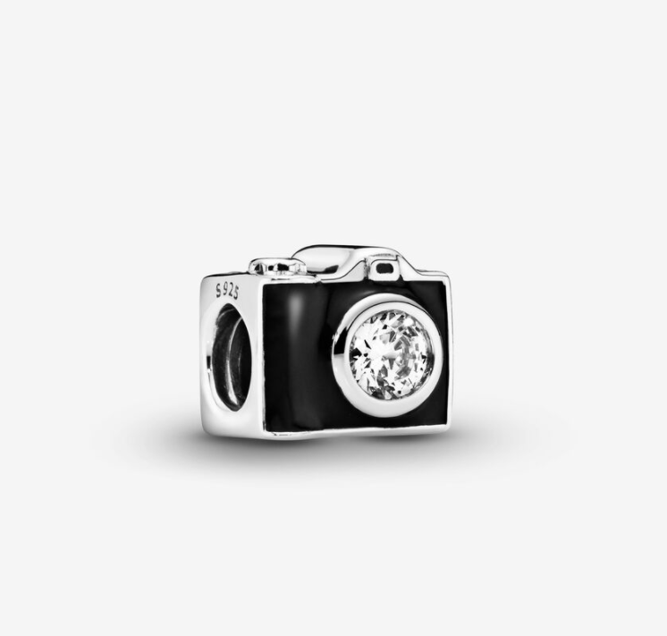 Pandora Sentimental Snapshots Camera Charm, CZ &Black Enamel