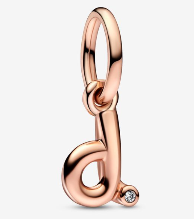 Pandora Moments Letter d Script Alphabet kirjainkoru hela