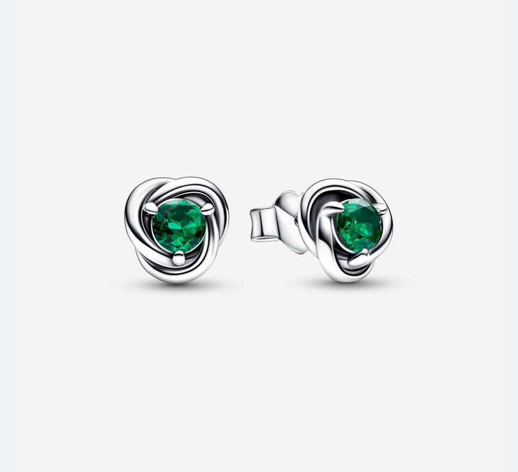 PANDORA May Birthstone Eternity Circle Stud Earrings ALE S925