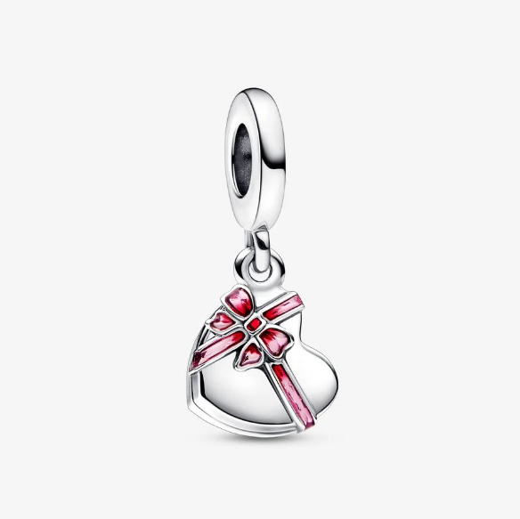 Pandora Openable chocolate box sterling silver dangle with pink and red enamel ALE S925