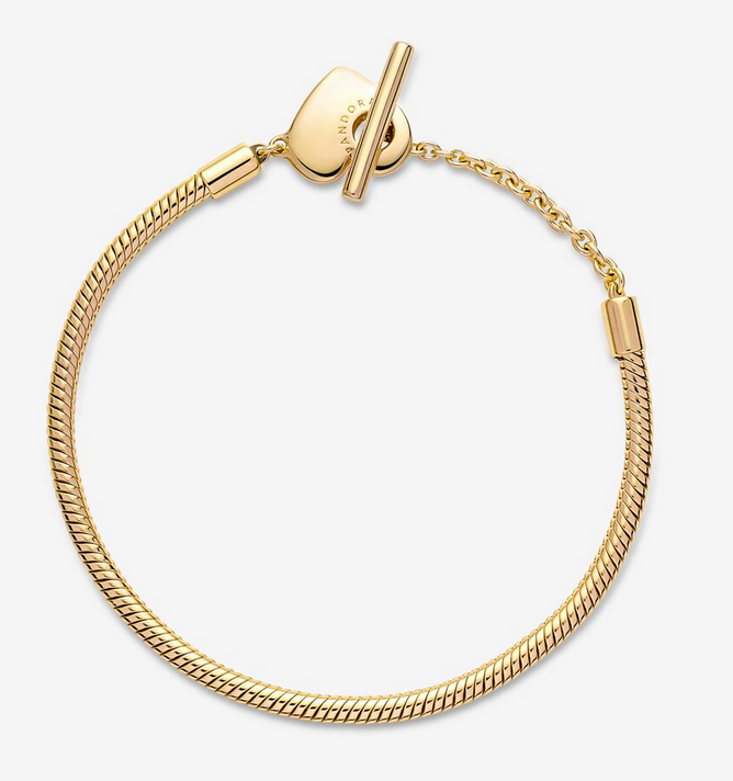 Pandora Moments Heart T-Bar Snake Chain Bracelet