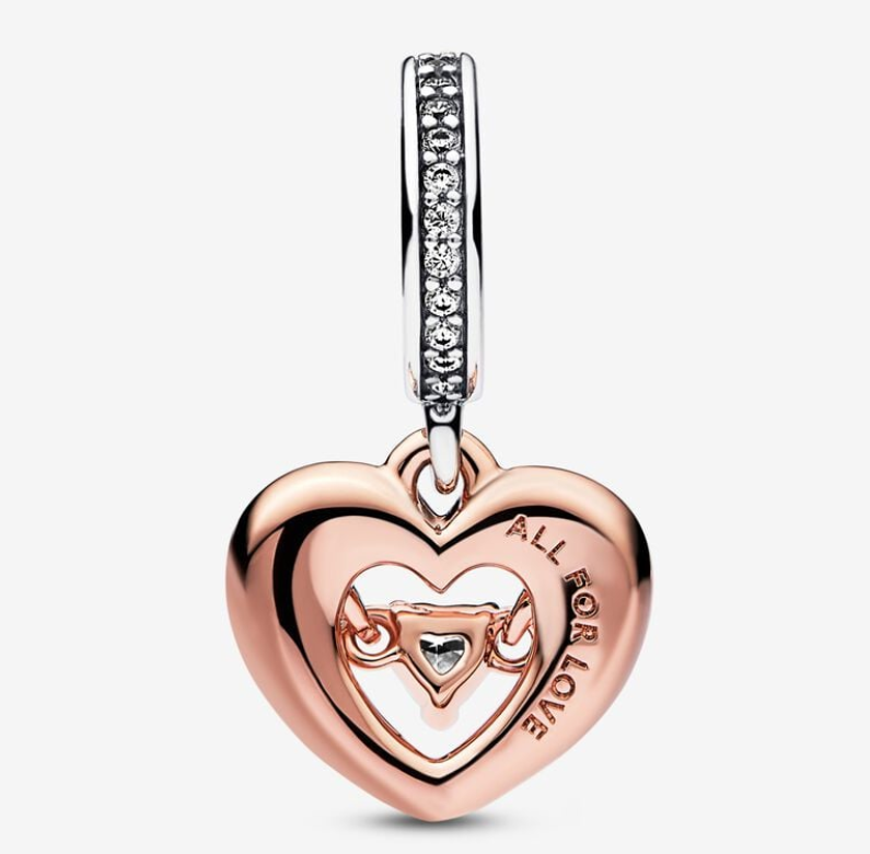 PANDORA Two-tone Pave Radiant Heart Charm