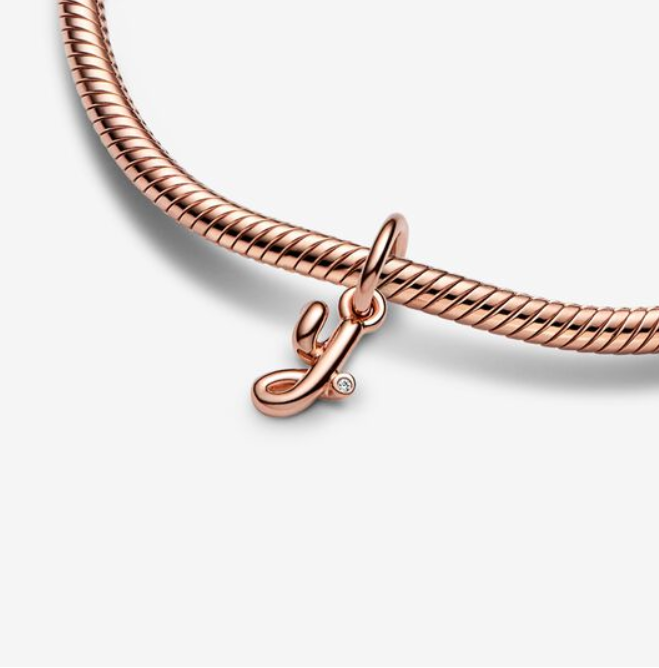 Pandora Moments Letter y Script Alphabet kirjainkoru hela