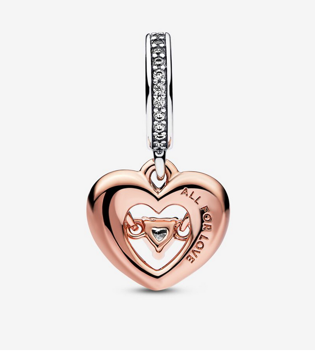 PANDORA Two-tone Pave Radiant Heart Charm Necklace-45