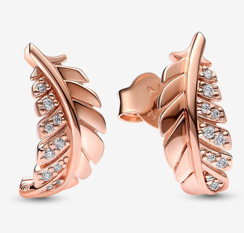 Floating Curved Feather Stud Earrings With FREE Gift Pouch+Tag