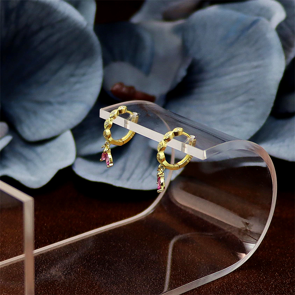 S925 Sterling Silver Diamond-Set Rhombus Bee Earrings