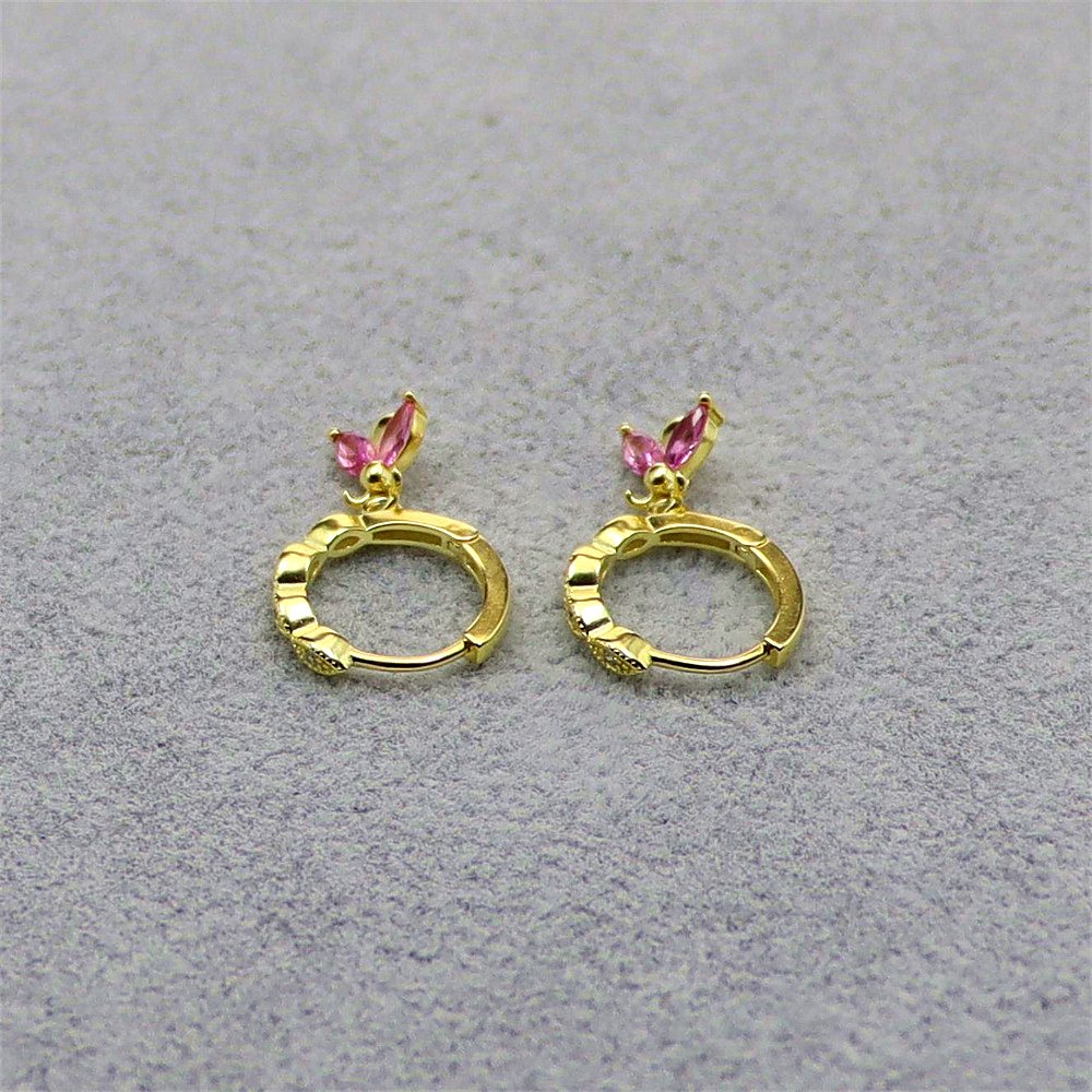 S925 Sterling Silver Diamond-Set Rhombus Bee Earrings