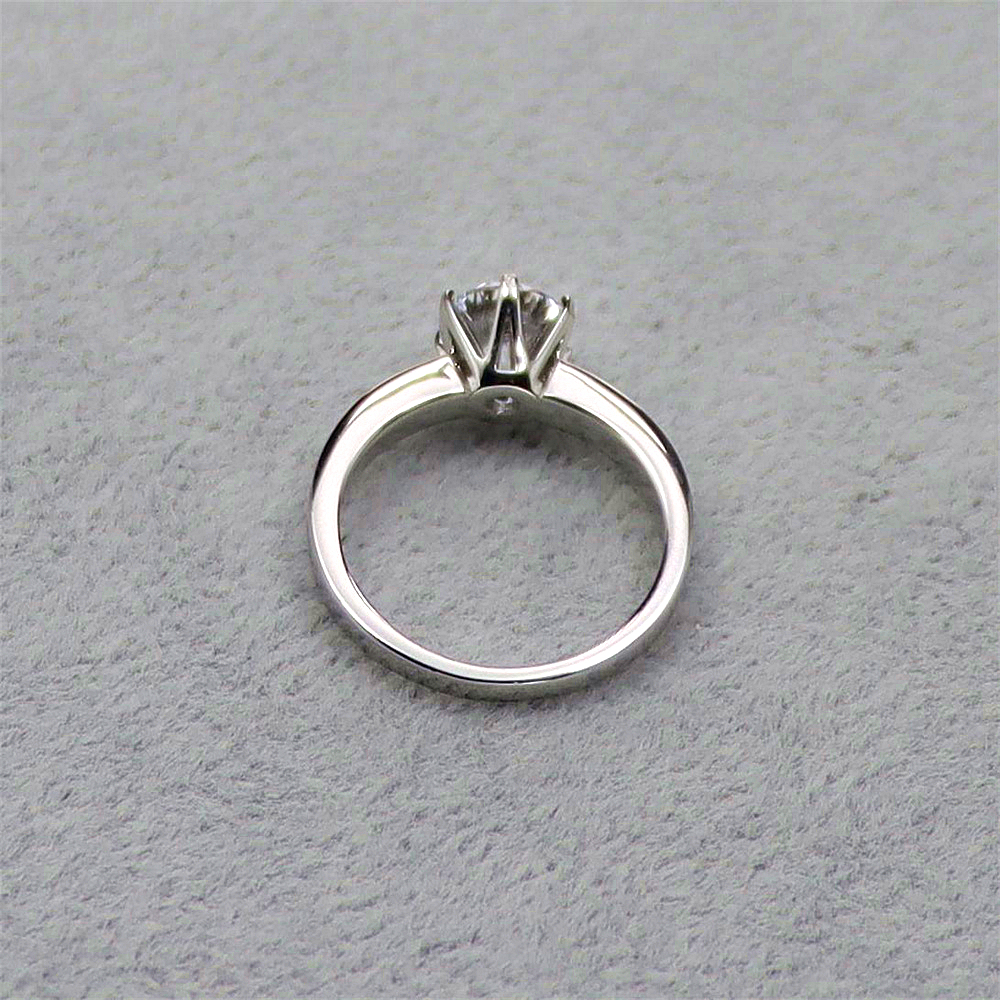 S925 Sterling Silver Six-Prong Zirconia Crown Solitaire Wedding Ring for Women