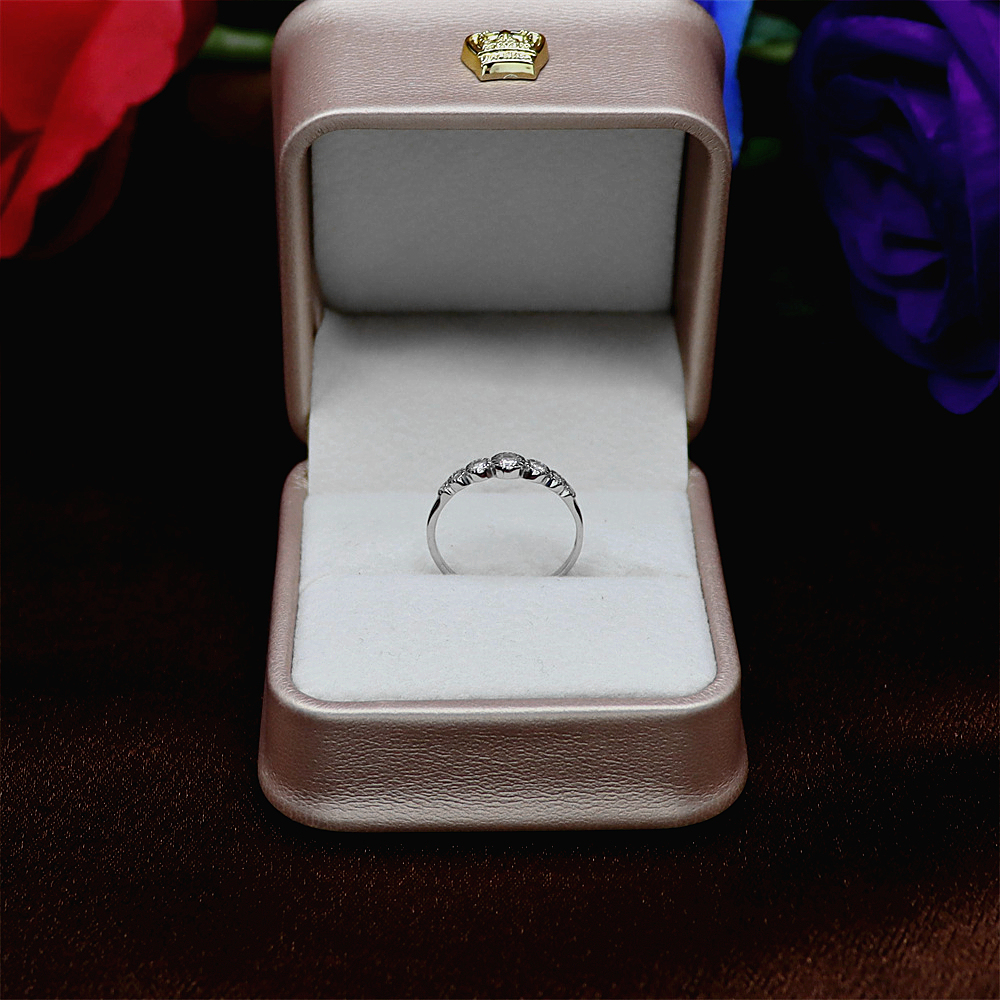 S925 Sterling Silver Simple Beaded Edge Wedding Ring for Women, Full Diamond Engagement Ring
