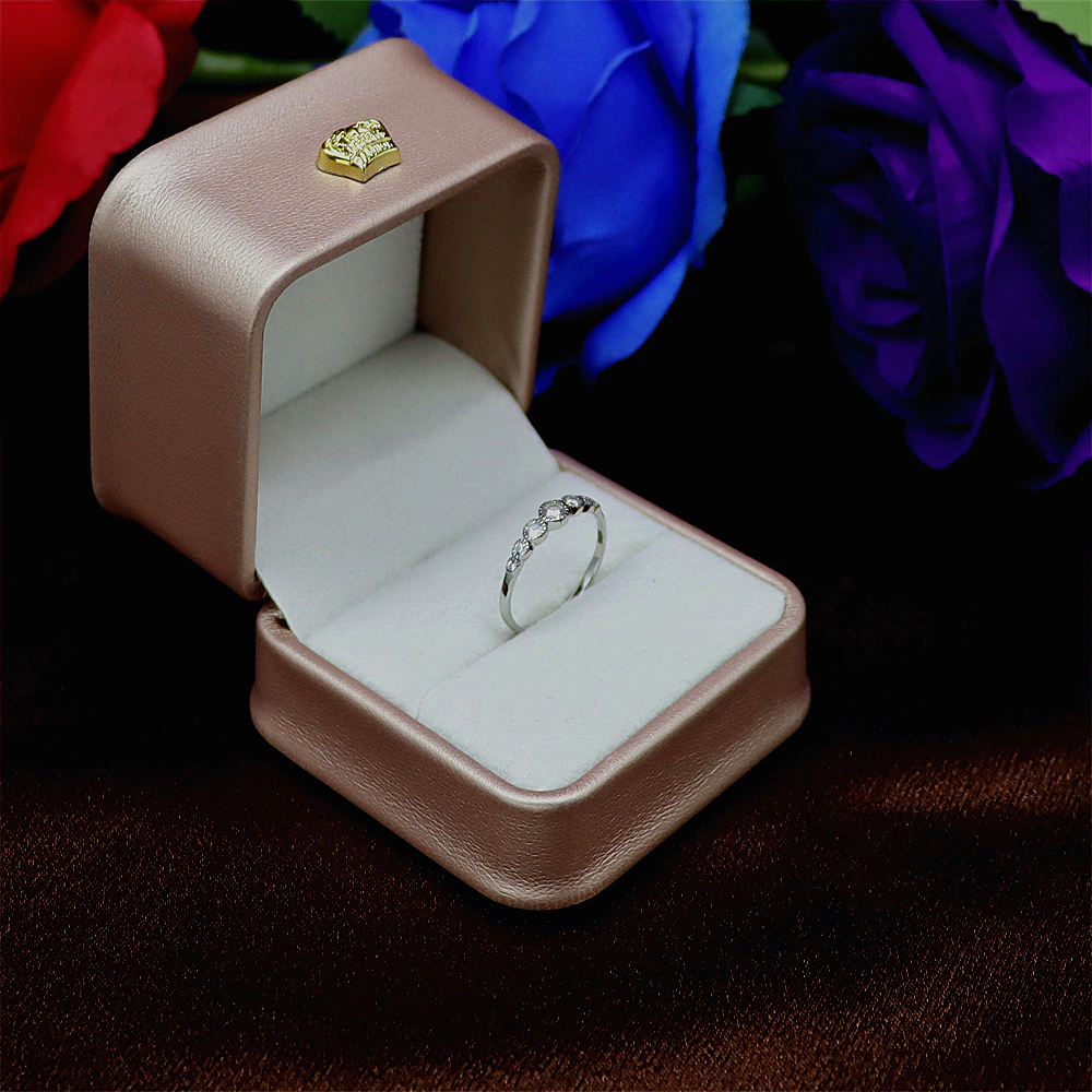 S925 Sterling Silver Simple Beaded Edge Wedding Ring for Women, Full Diamond Engagement Ring