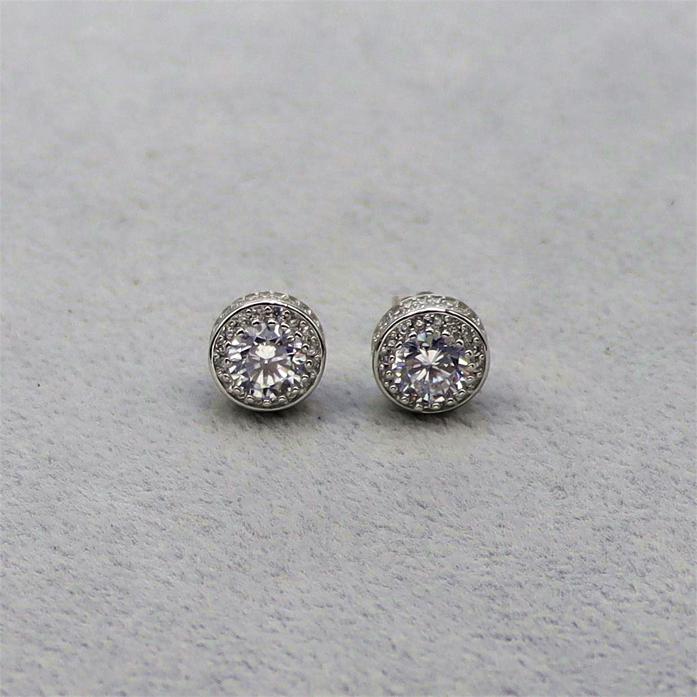 S925 Sterling Silver Full Diamond Hoop Earrings for Women