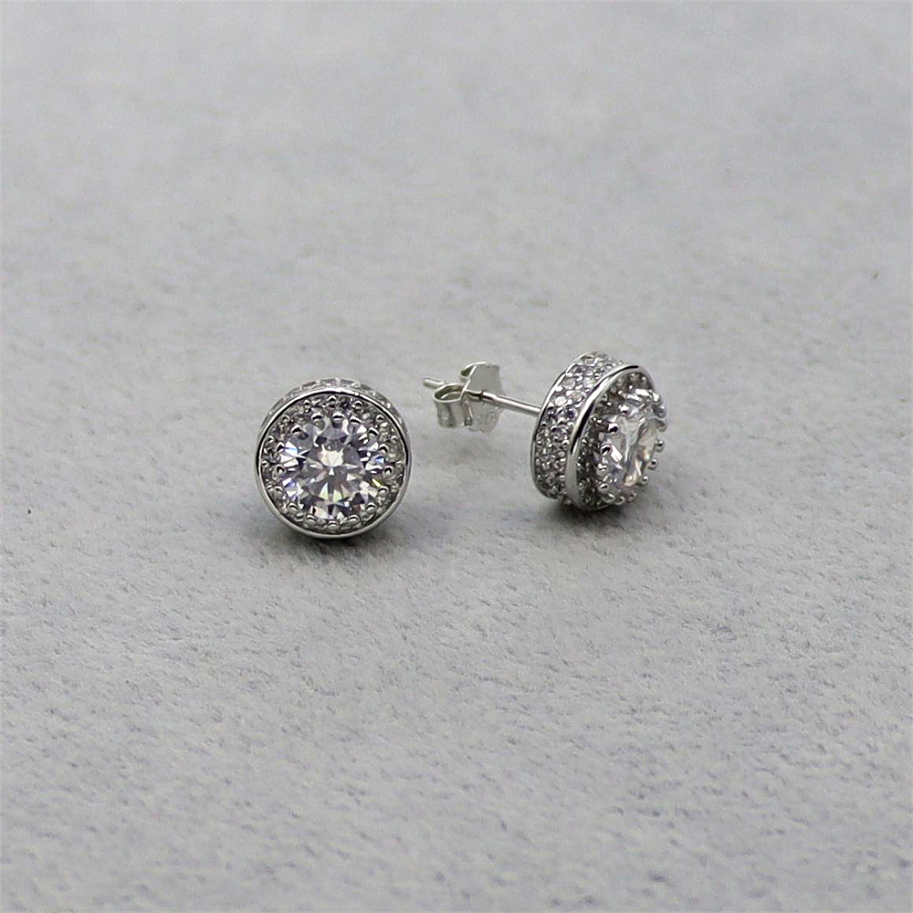 S925 Sterling Silver Full Diamond Hoop Earrings for Women