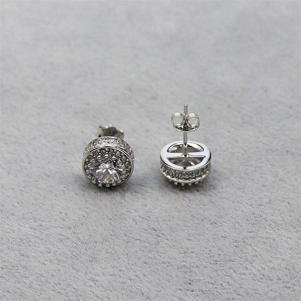 S925 Sterling Silver Full Diamond Hoop Earrings for Women