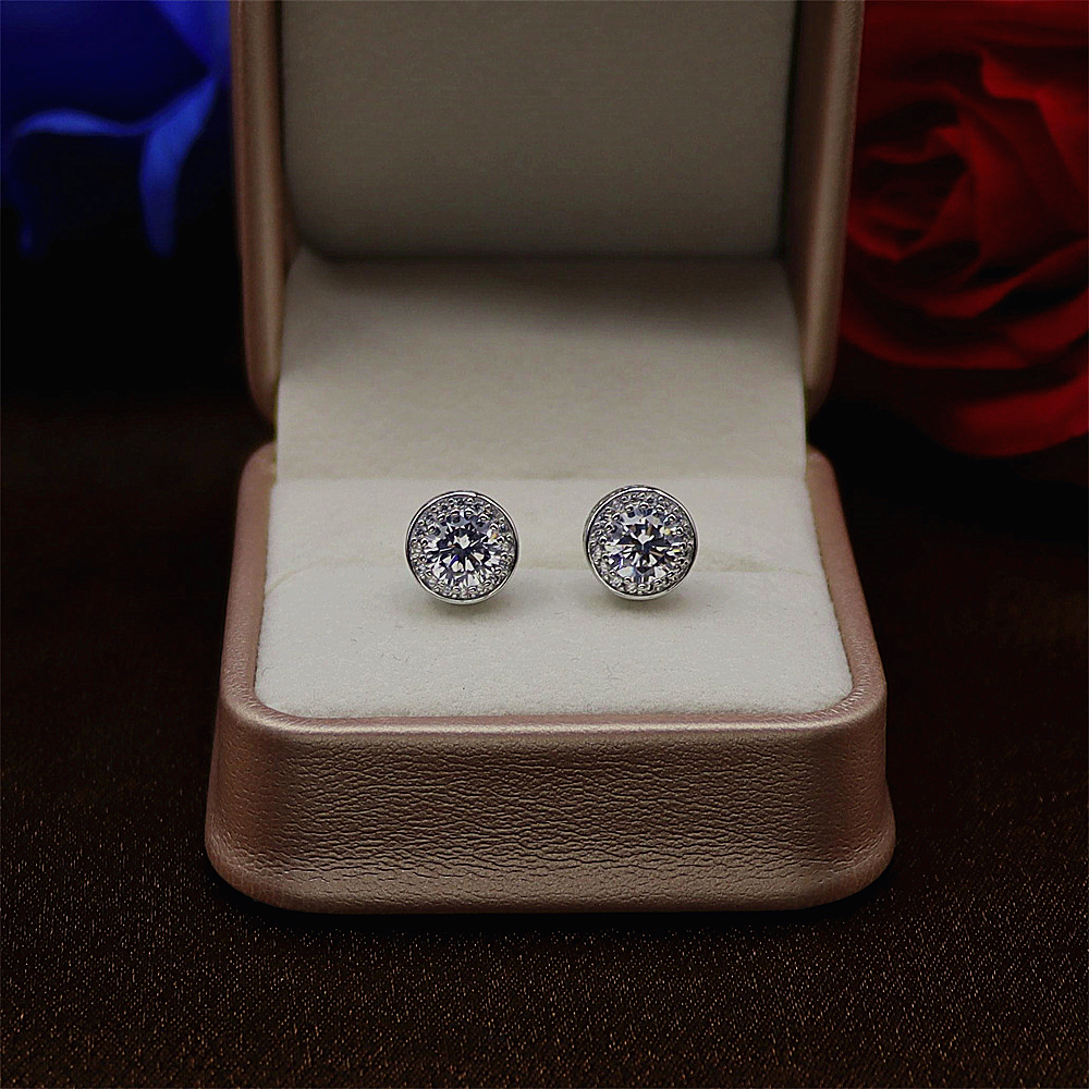 S925 Sterling Silver Full Diamond Hoop Earrings for Women