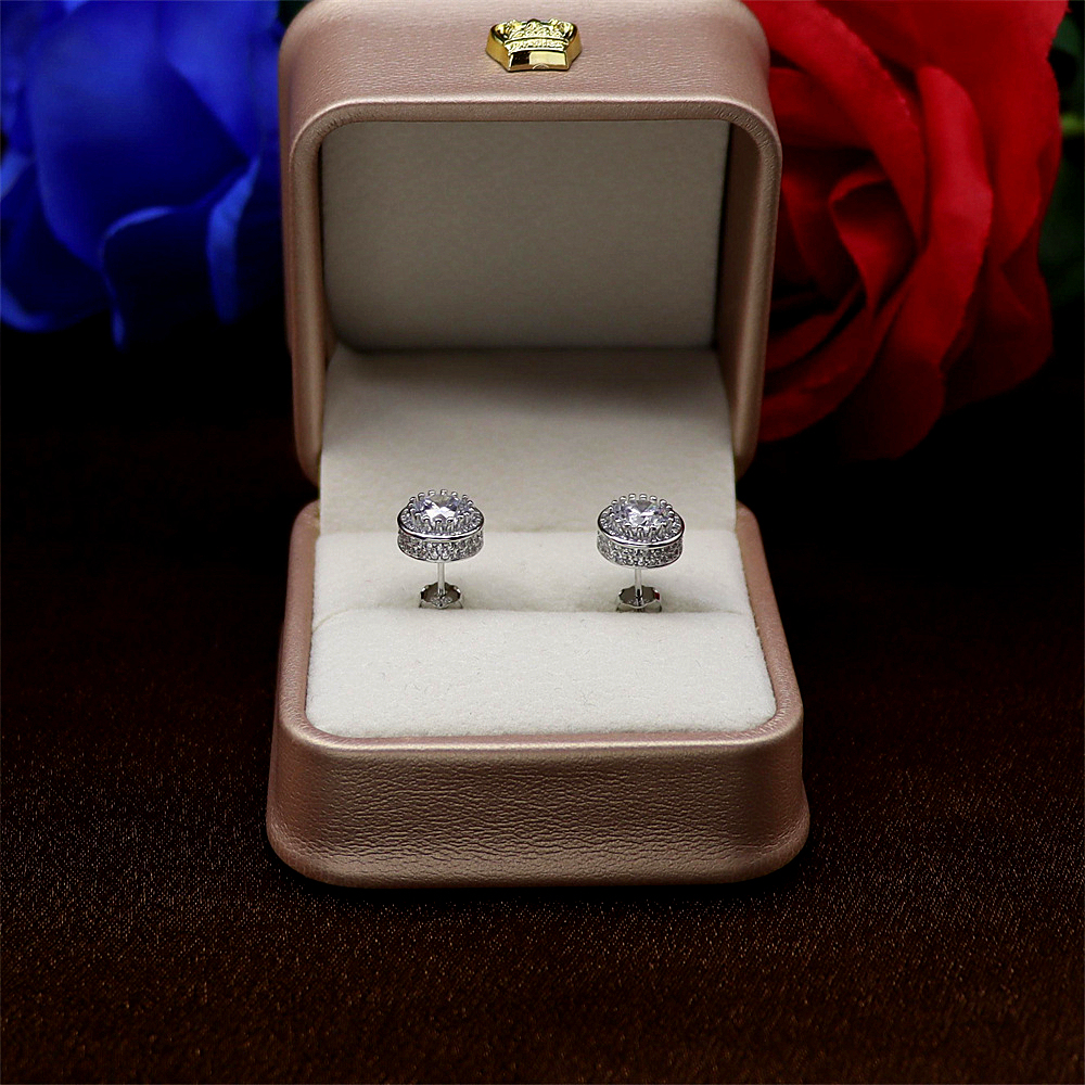 S925 Sterling Silver Full Diamond Hoop Earrings for Women