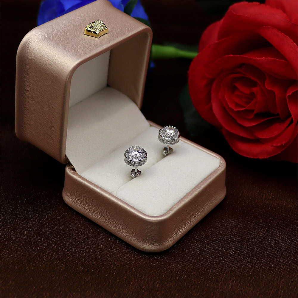 S925 Sterling Silver Full Diamond Hoop Earrings for Women