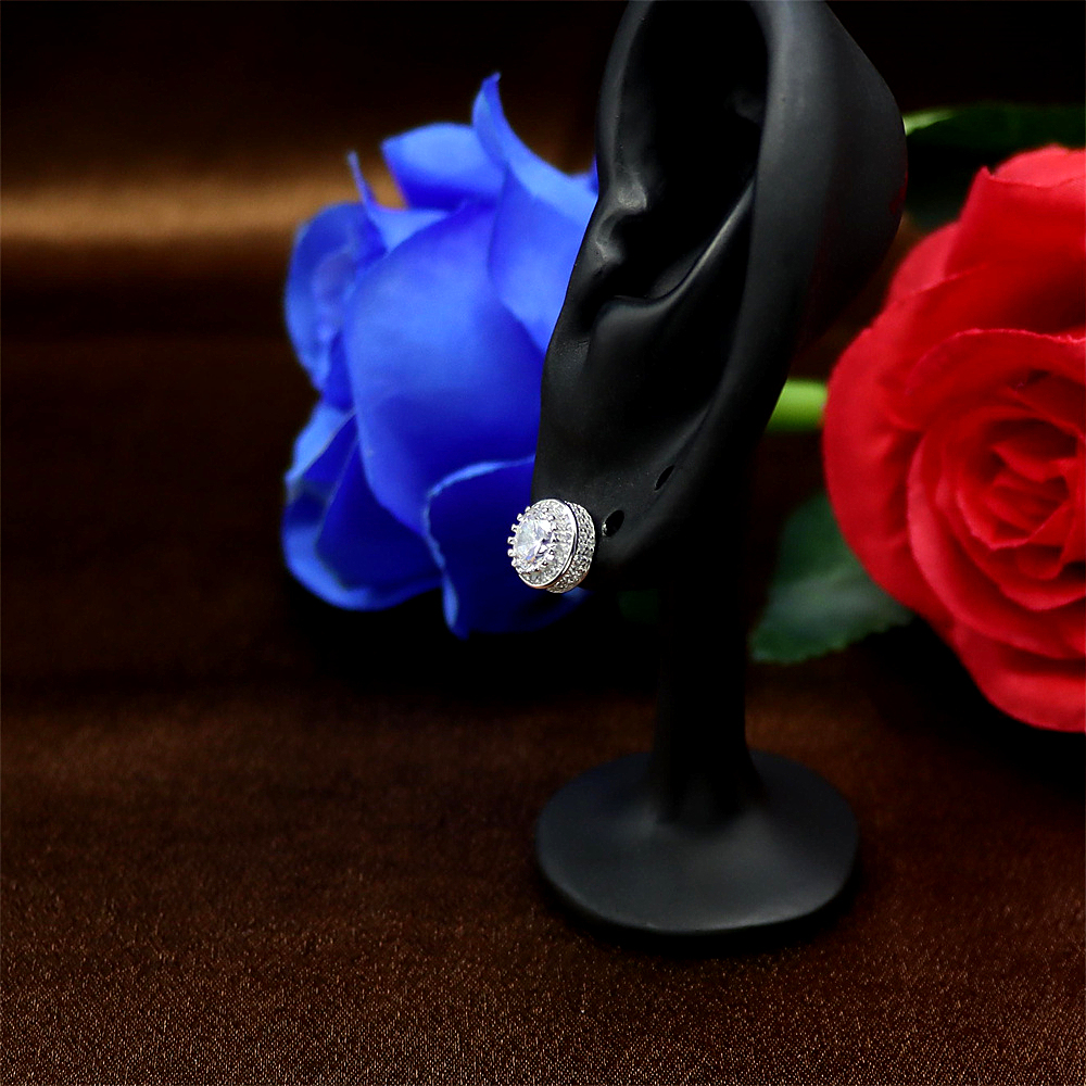 S925 Sterling Silver Full Diamond Hoop Earrings for Women