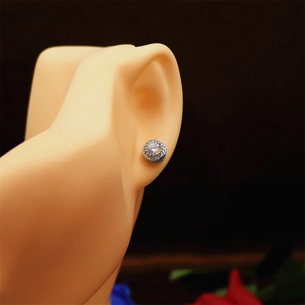 S925 Sterling Silver Full Diamond Hoop Earrings for Women