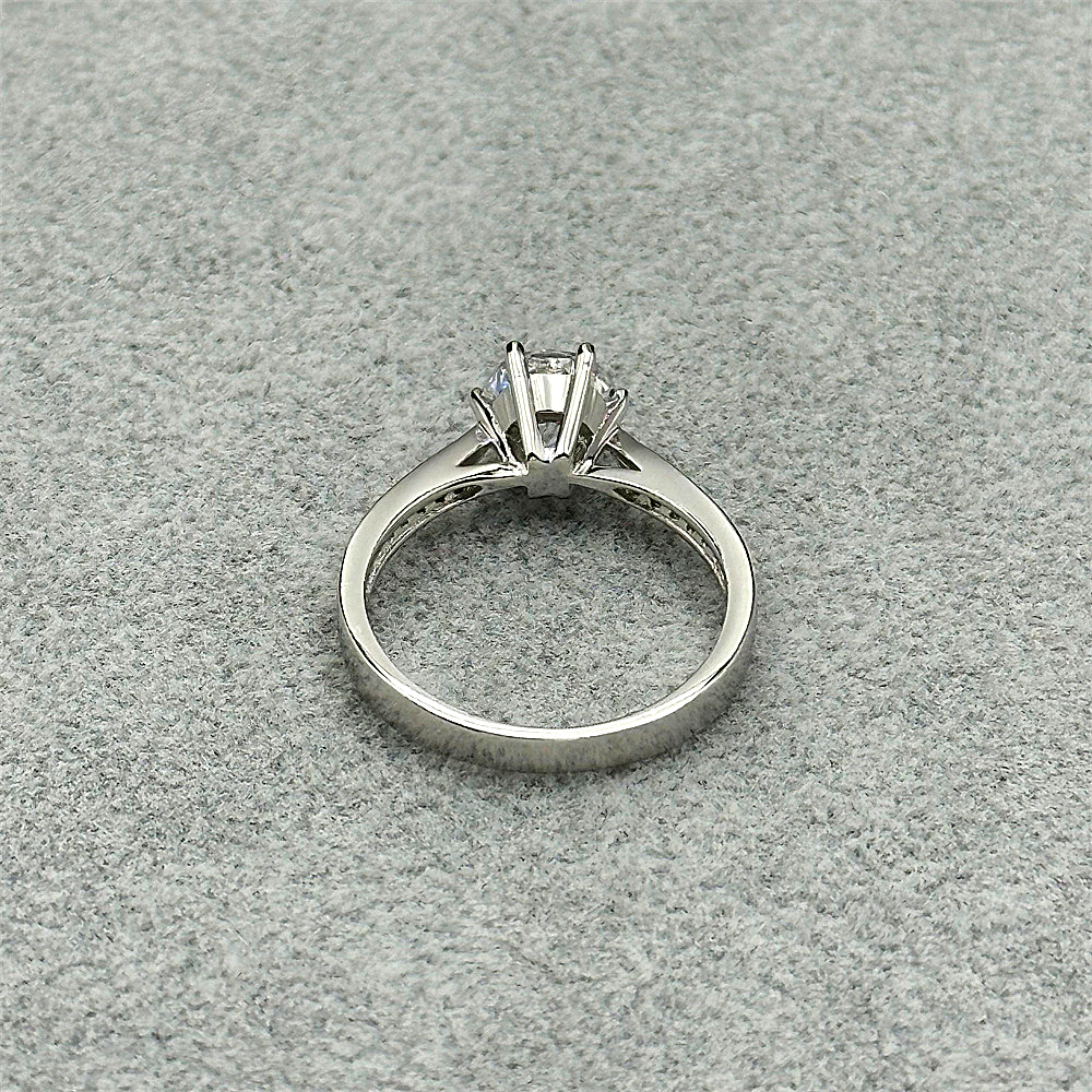 S925 Sterling Silver Six-Prong Zircon Engagement Ring