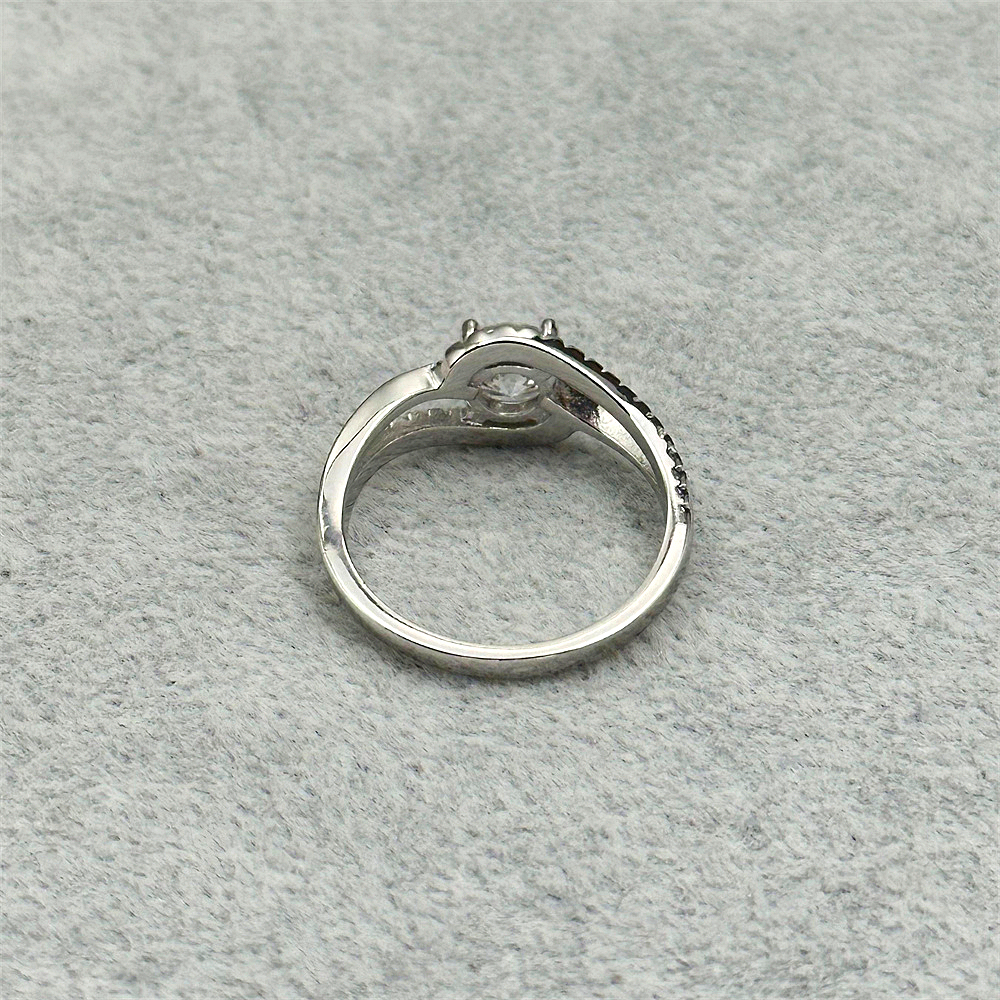 S925 Sterling Silver Zircon Full Diamond Curved Engagement Ring for Women