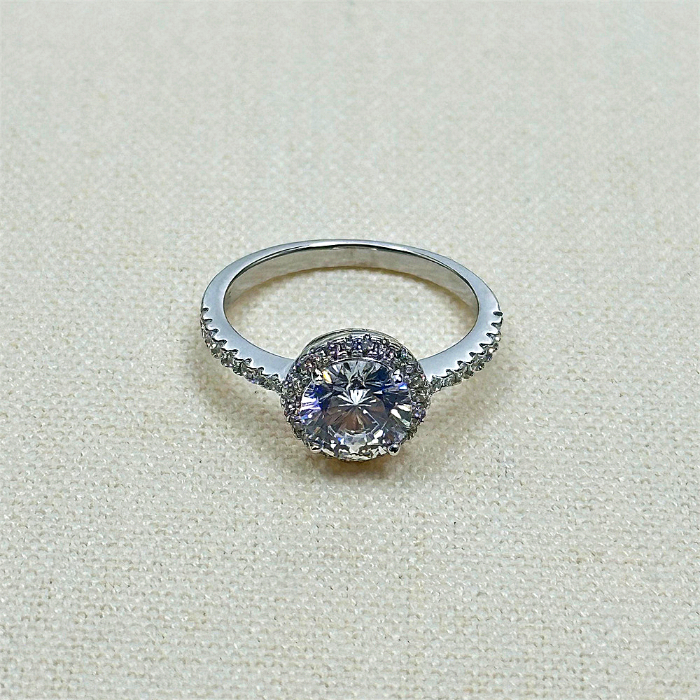 S925 Sterling Silver Full Diamond Engagement and Wedding Ring for Women