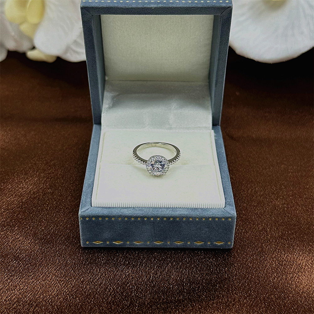S925 Sterling Silver Full Diamond Engagement and Wedding Ring for Women