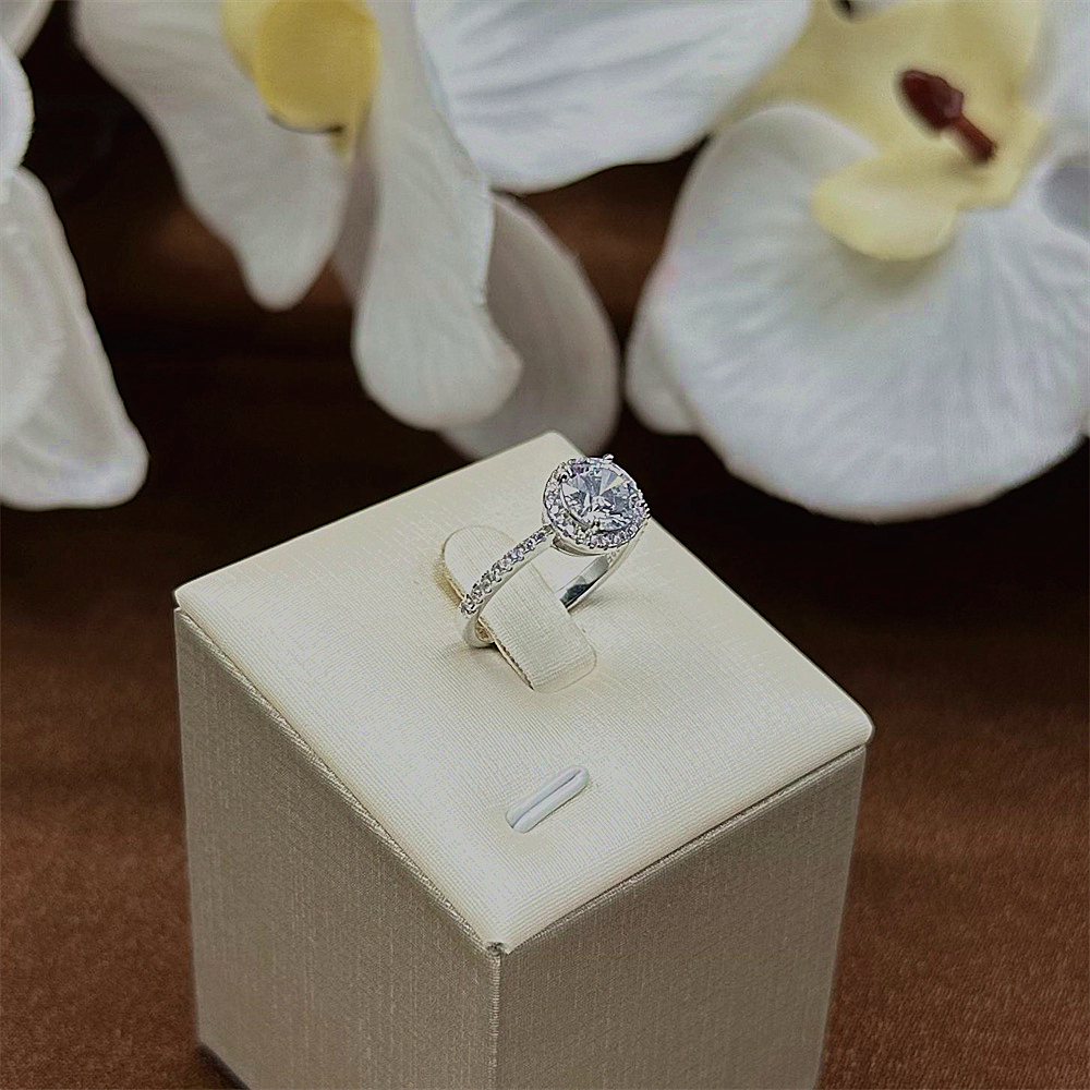 S925 Sterling Silver Full Diamond Engagement and Wedding Ring for Women