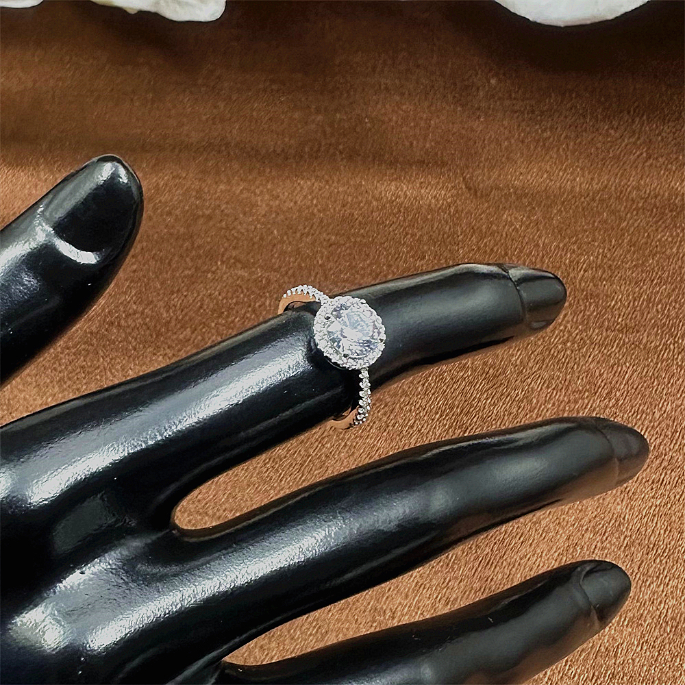 S925 Sterling Silver Full Diamond Engagement and Wedding Ring for Women