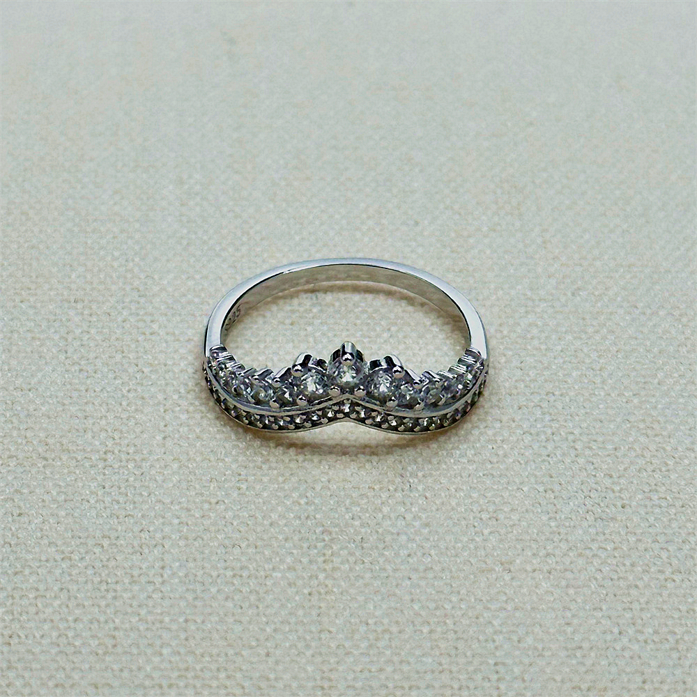 S925 Sterling Silver Fairy Princess Wishbone Crown Ring for Women