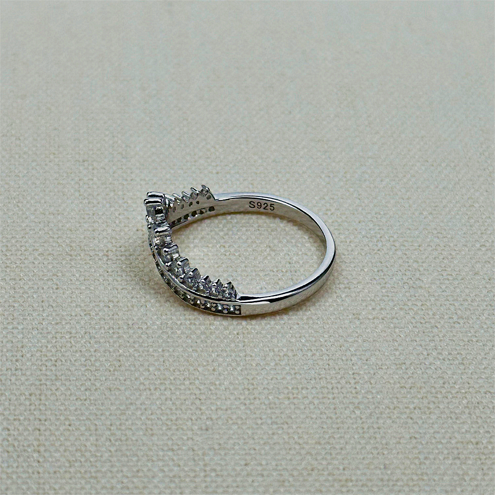S925 Sterling Silver Fairy Princess Wishbone Crown Ring for Women
