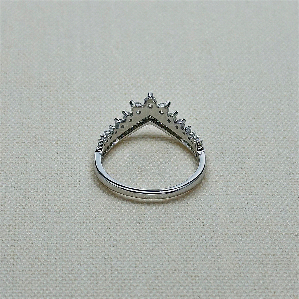 S925 Sterling Silver Fairy Princess Wishbone Crown Ring for Women
