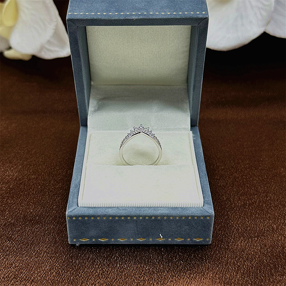 S925 Sterling Silver Fairy Princess Wishbone Crown Ring for Women