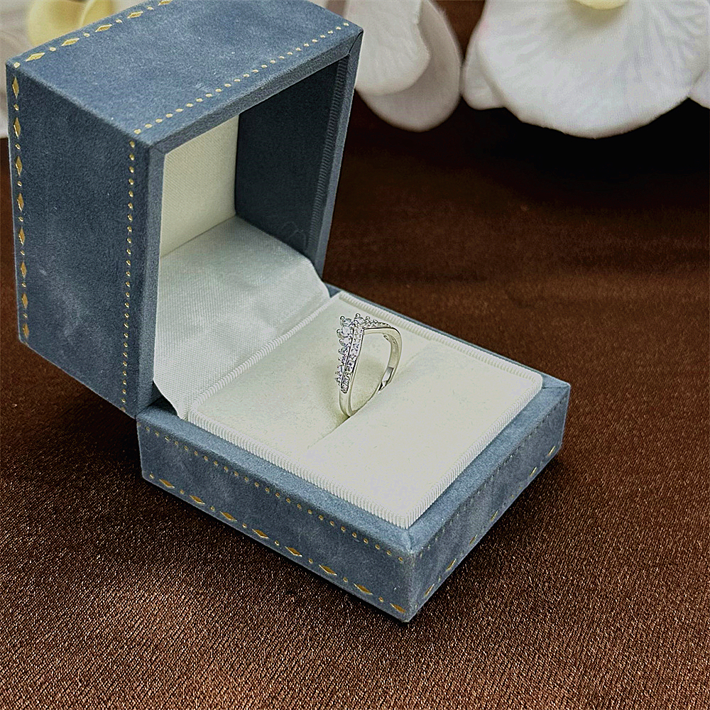 S925 Sterling Silver Fairy Princess Wishbone Crown Ring for Women
