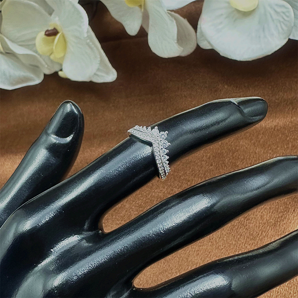 S925 Sterling Silver Fairy Princess Wishbone Crown Ring for Women