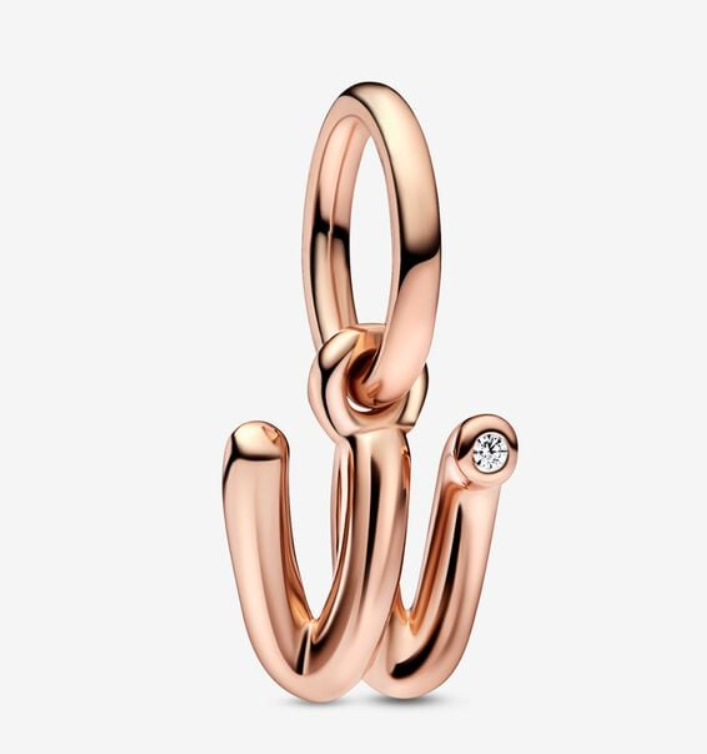Pandora Moments Letter w Script Alphabet kirjainkoru hela