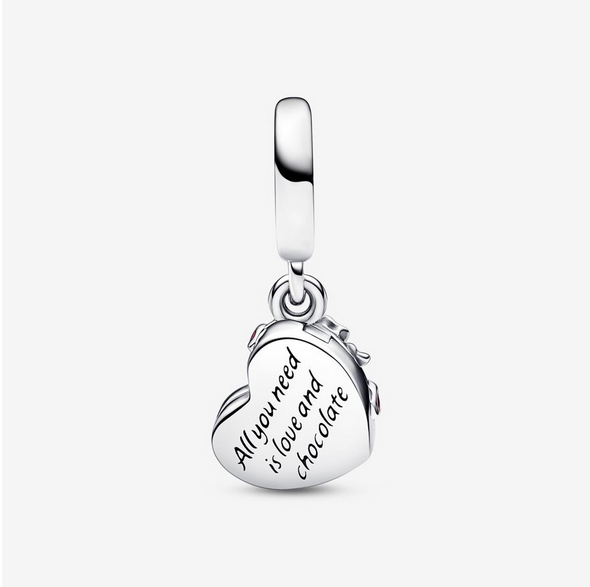 Pandora Openable chocolate box sterling silver dangle with pink and red enamel ALE S925