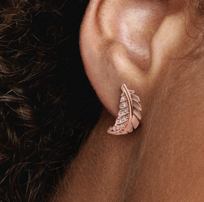 Floating Curved Feather Stud Earrings With FREE Gift Pouch+Tag