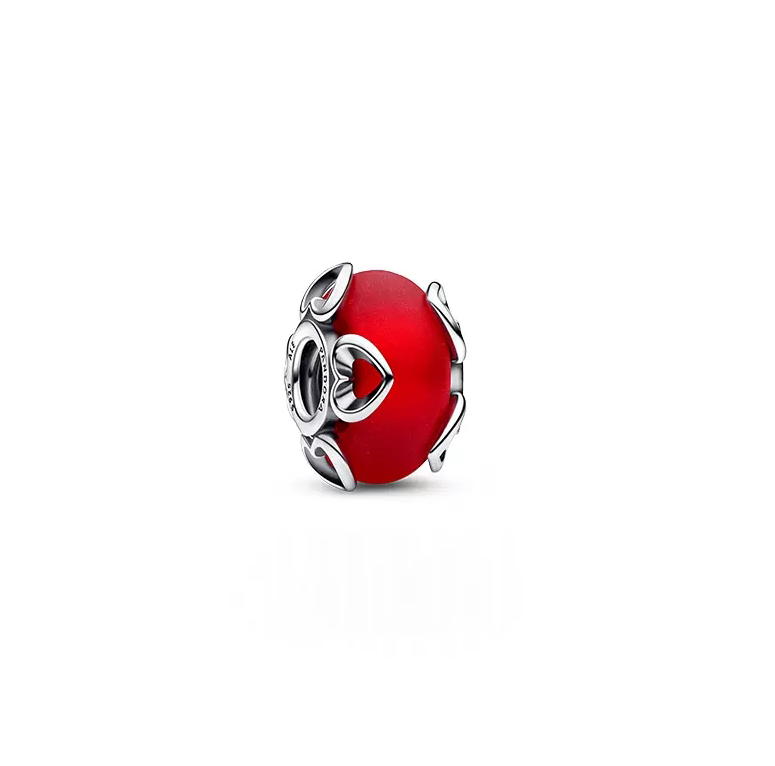 Pandora Moments Frosted Red Murano Glass & Hearts hela