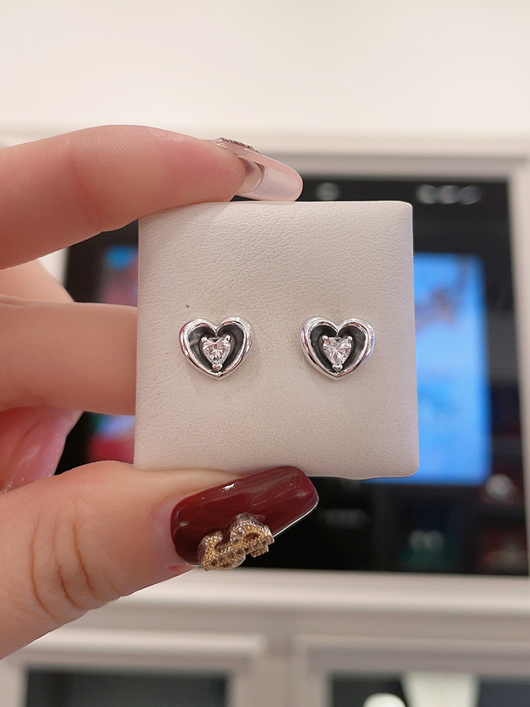 Pandora VALENTINE'S DAY Radiant HEART Earrings FLOATING Stone