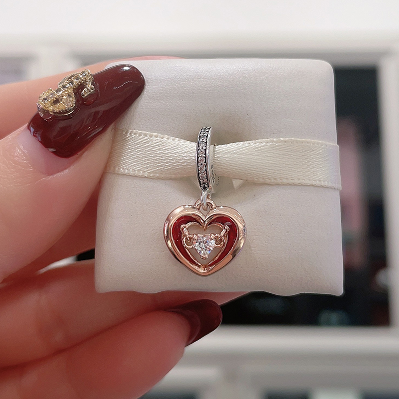 PANDORA Two-tone Pave Radiant Heart Charm