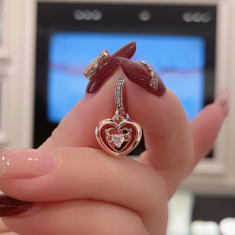PANDORA Two-tone Pave Radiant Heart Charm