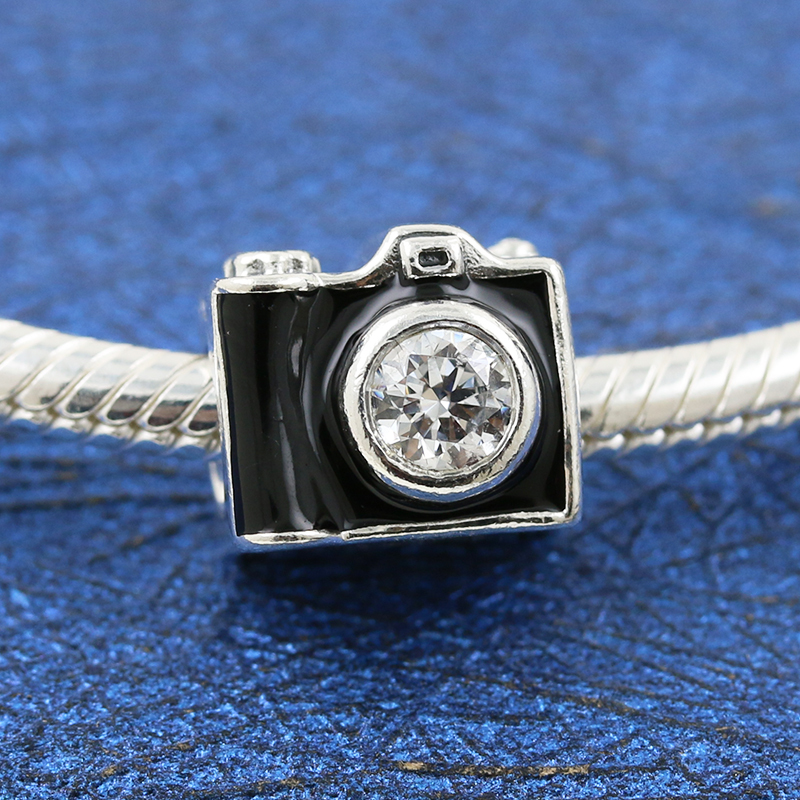 Pandora Sentimental Snapshots Camera Charm, CZ &Black Enamel