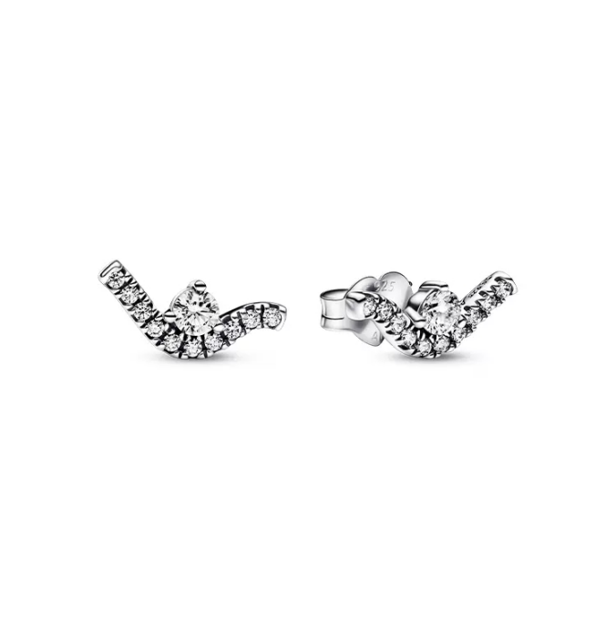 Pandora Sparkling Wave Stud Earrings - Denmark Style