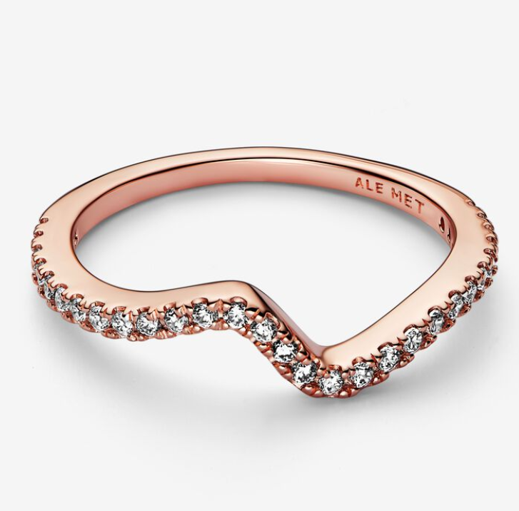 Pandora Timeless Ring Stackable Sparkling Wave rose sormus